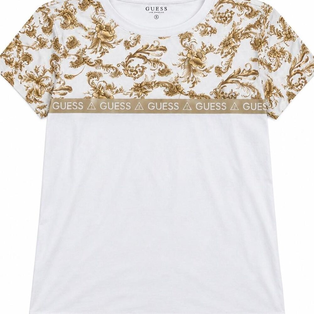 Guess Men's White and Cream T-shirt